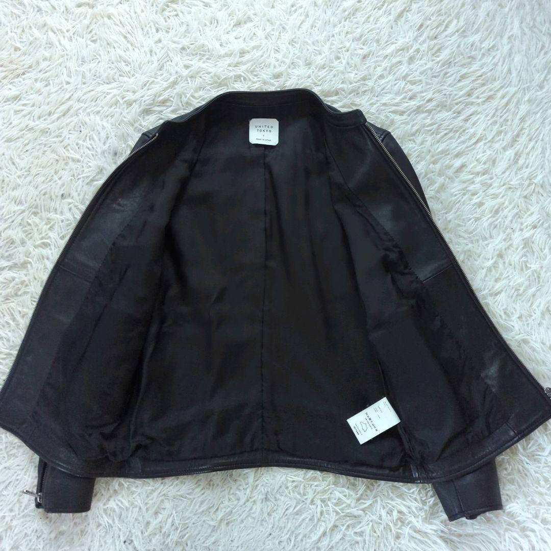 美品 ユナイテッドトウキョウ ライダースジャケット シングル ラムレザー 黒 S