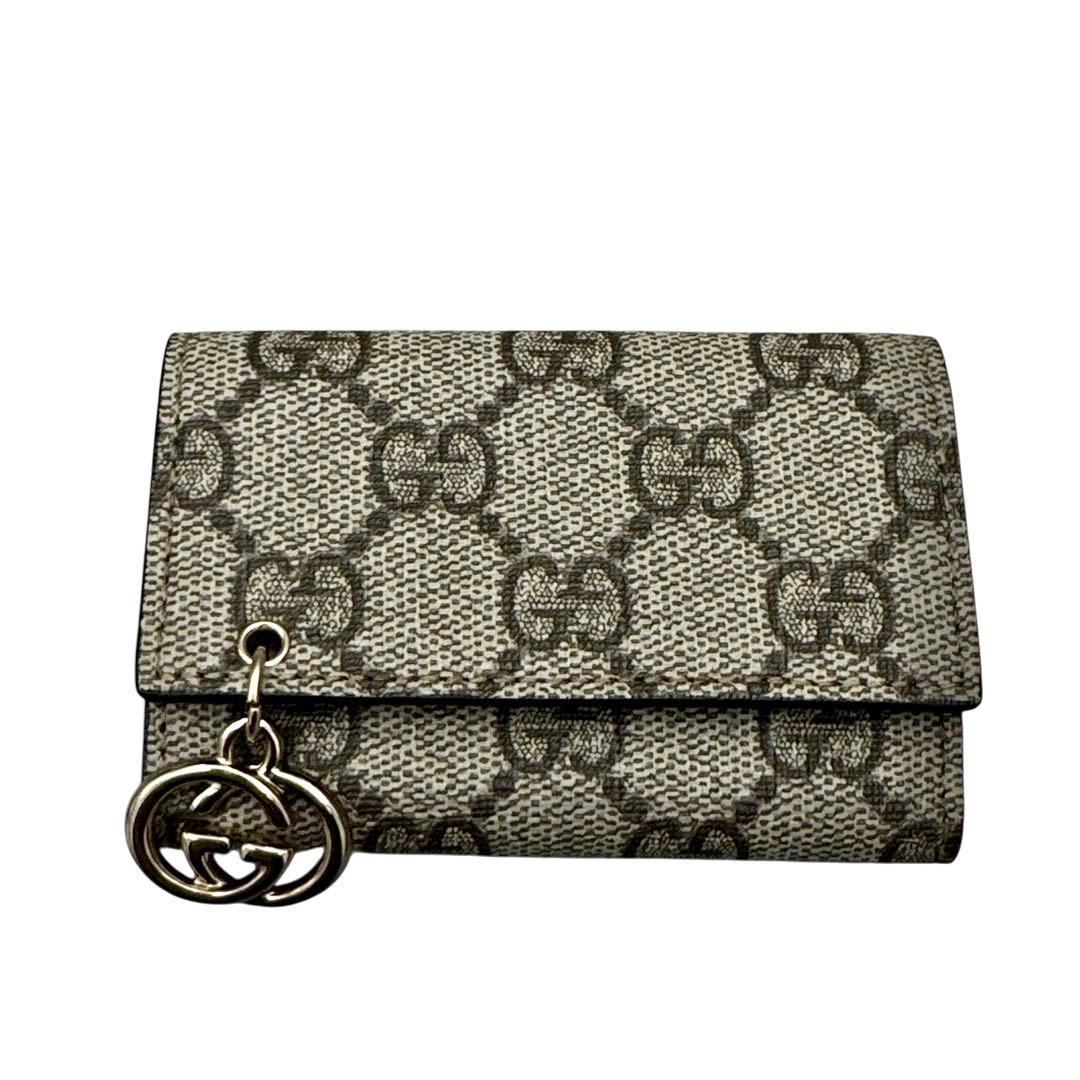 極美品 GUCCI GGキャンバス キーケース ベージュ×ブラウン ６連　付属品