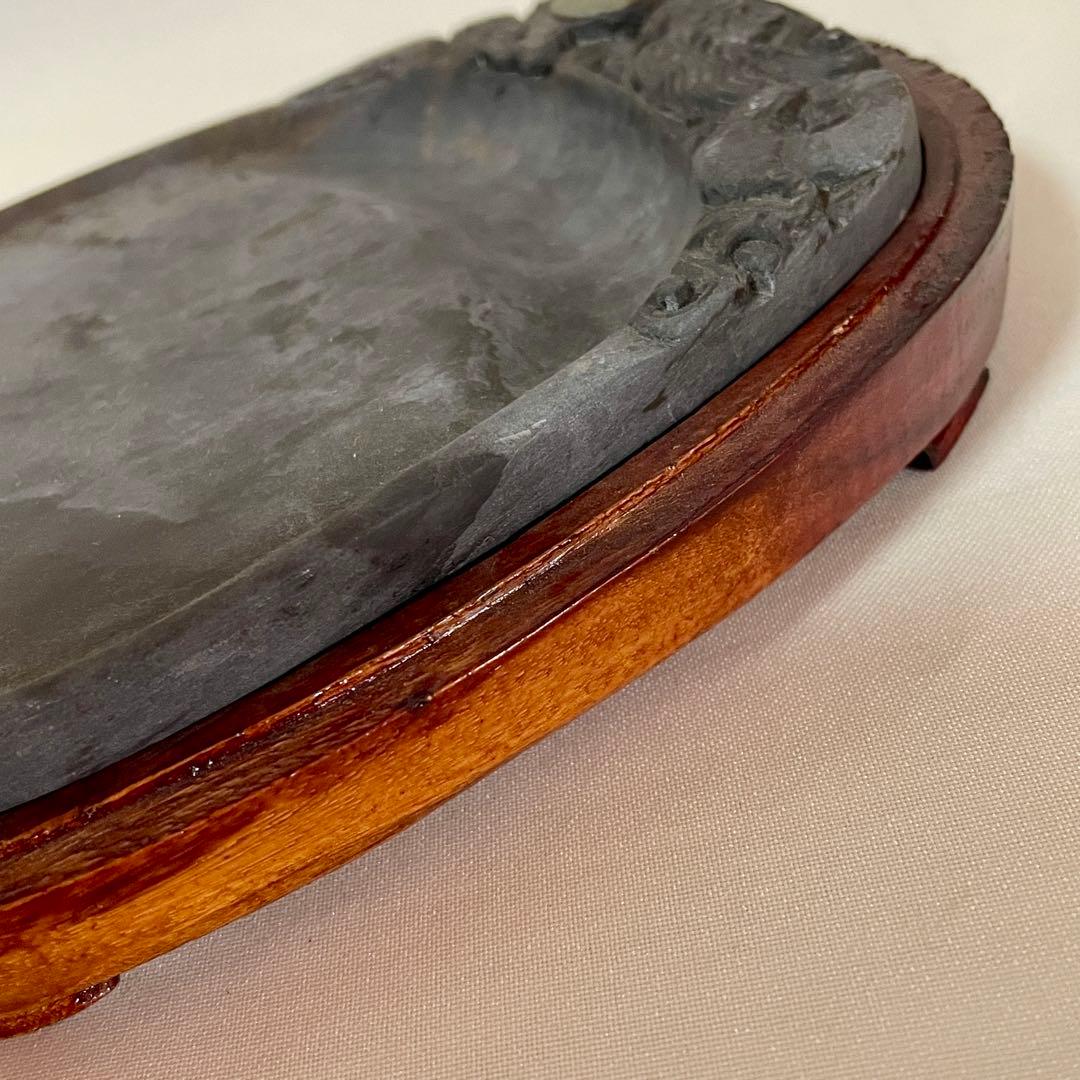 端渓硯 端州名硯 龍雲彫刻 龍の目石紋入り 高級硯 銘品 書