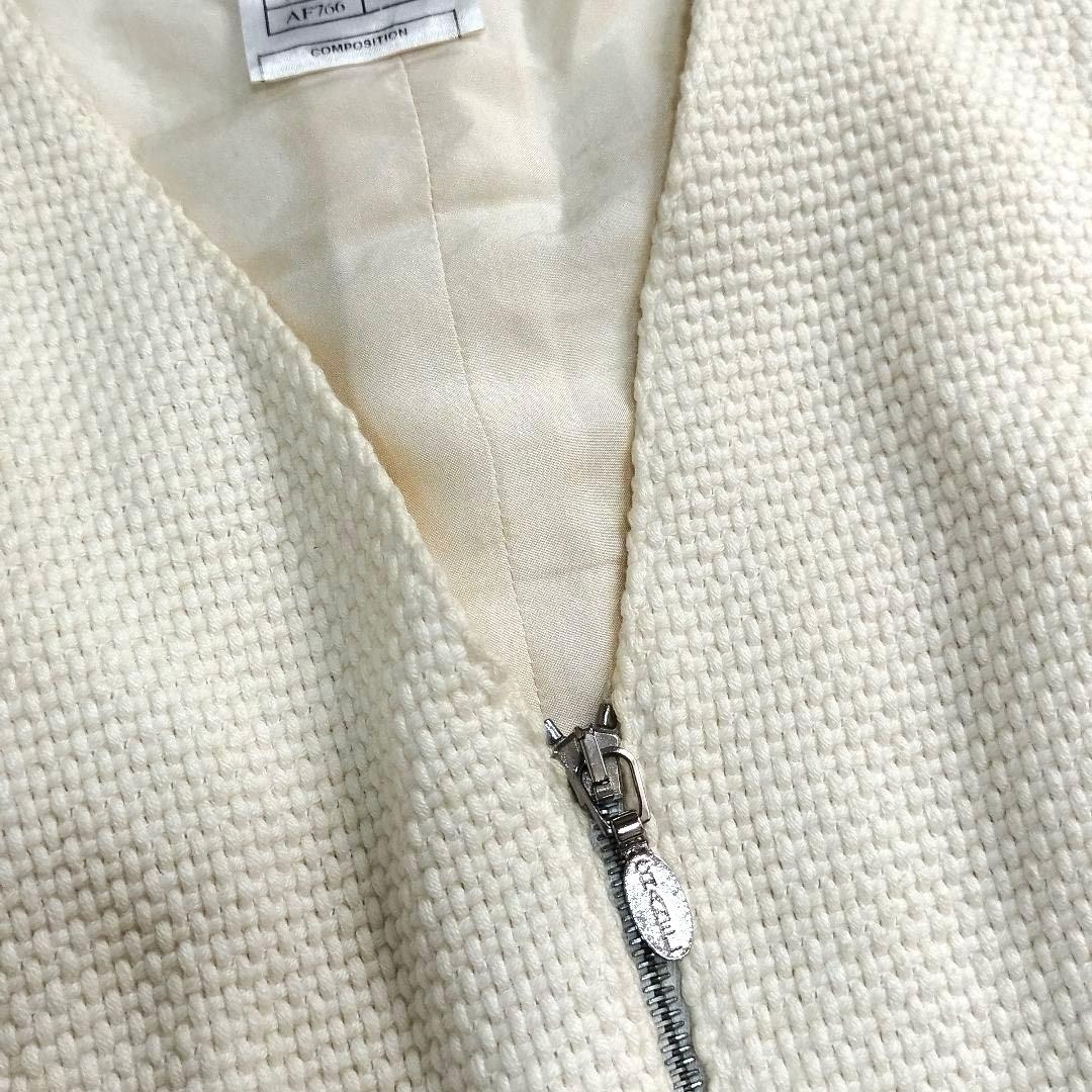 19660✨️CHANEL ロゴプレート ツイード ジップ ベスト コットン 38