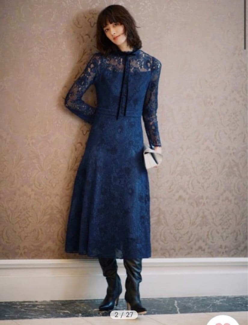 専用　CELFORD　ボウタイレースワンピース　結婚式　総レース　　ドレス