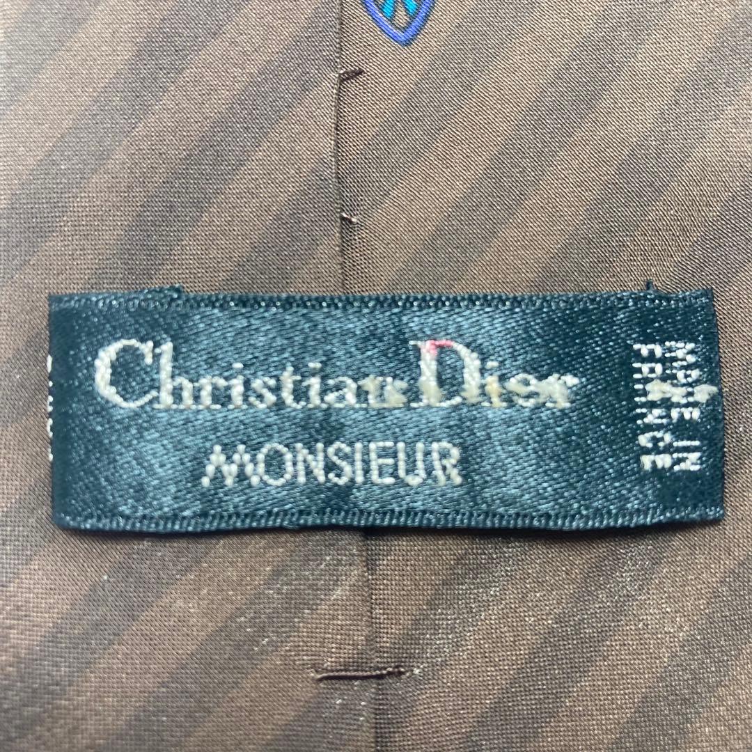 【極美品】Christian Dior ネクタイ ストライプ柄 お洒落 ブラウン