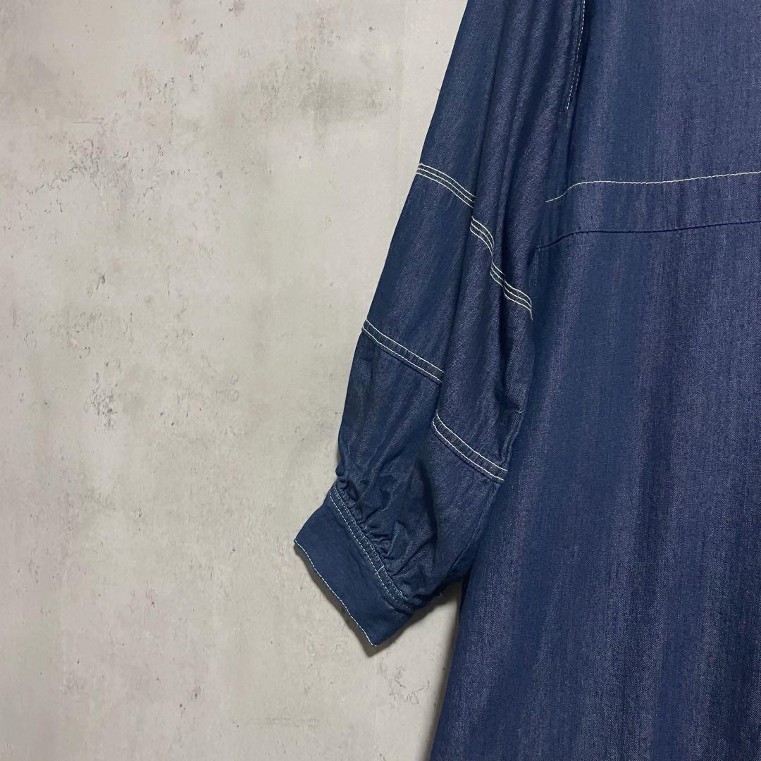 PLUS OTO.HA　プラスオトハ　 ステッチ　テンセルデニムシャツワンピース