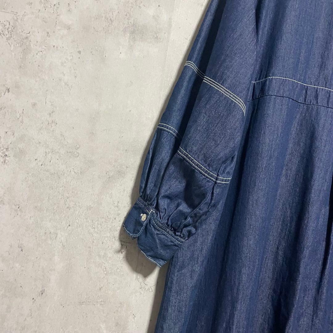 PLUS OTO.HA　プラスオトハ　 ステッチ　テンセルデニムシャツワンピース