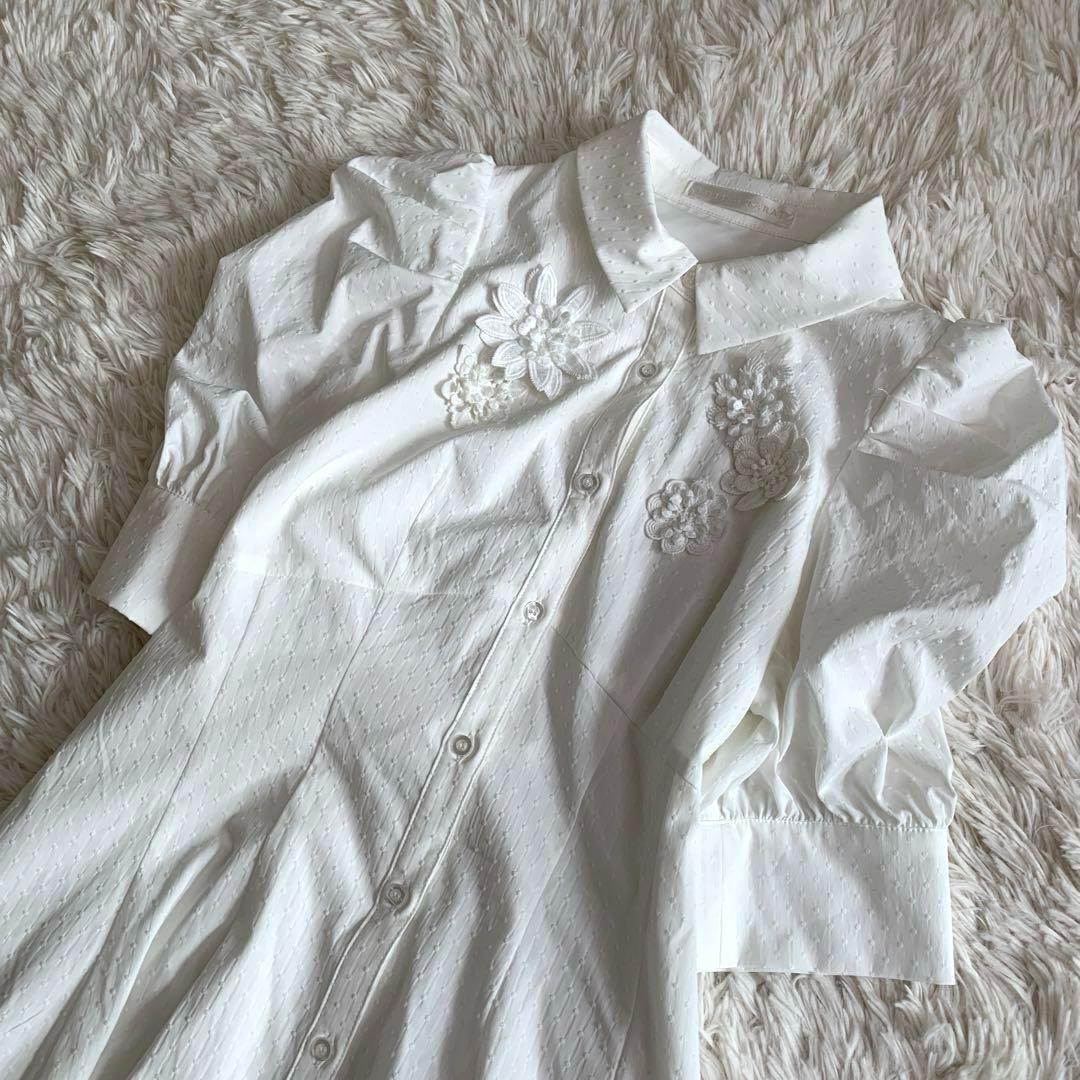 美品✨Lillian Carat フラワーモチーフシャツワンピース