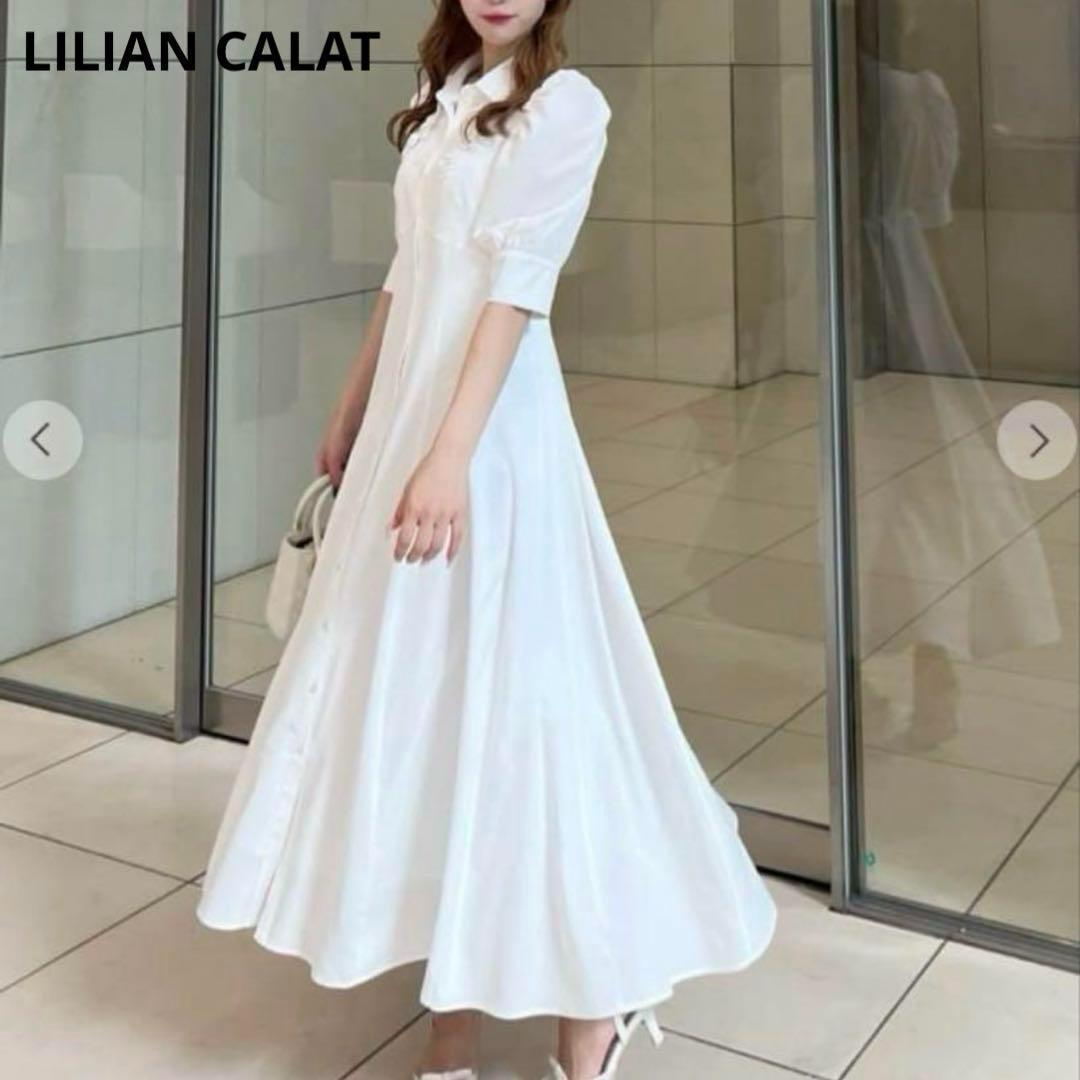 美品✨Lillian Carat フラワーモチーフシャツワンピース