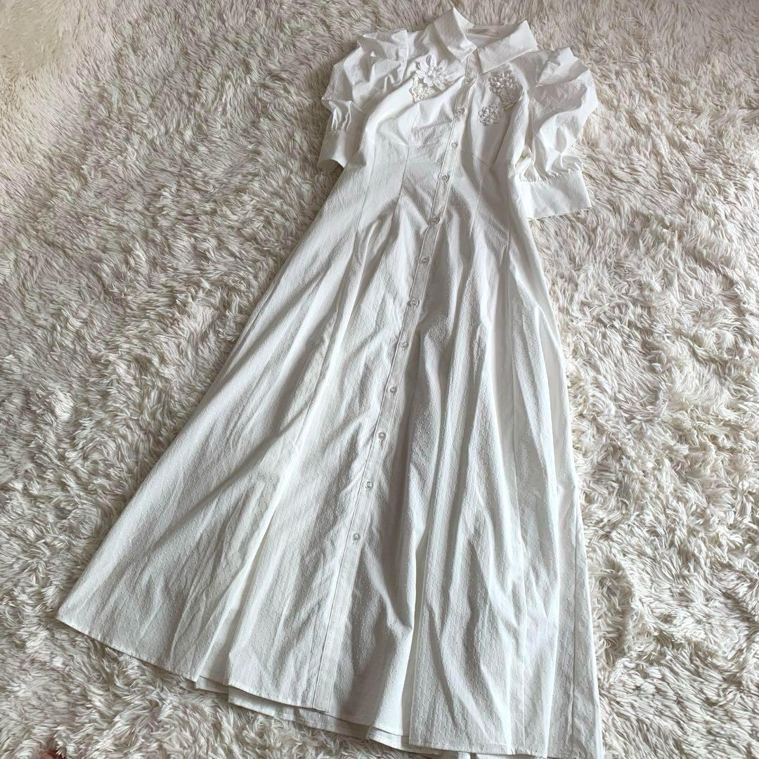 美品✨Lillian Carat フラワーモチーフシャツワンピース