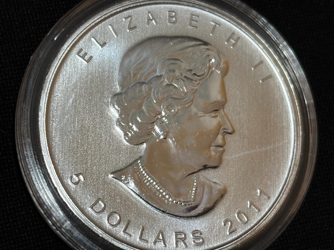 2011年メイプルリーフ銀貨5枚セット カナダ 5ドル 純銀貨 エリザベス2世
