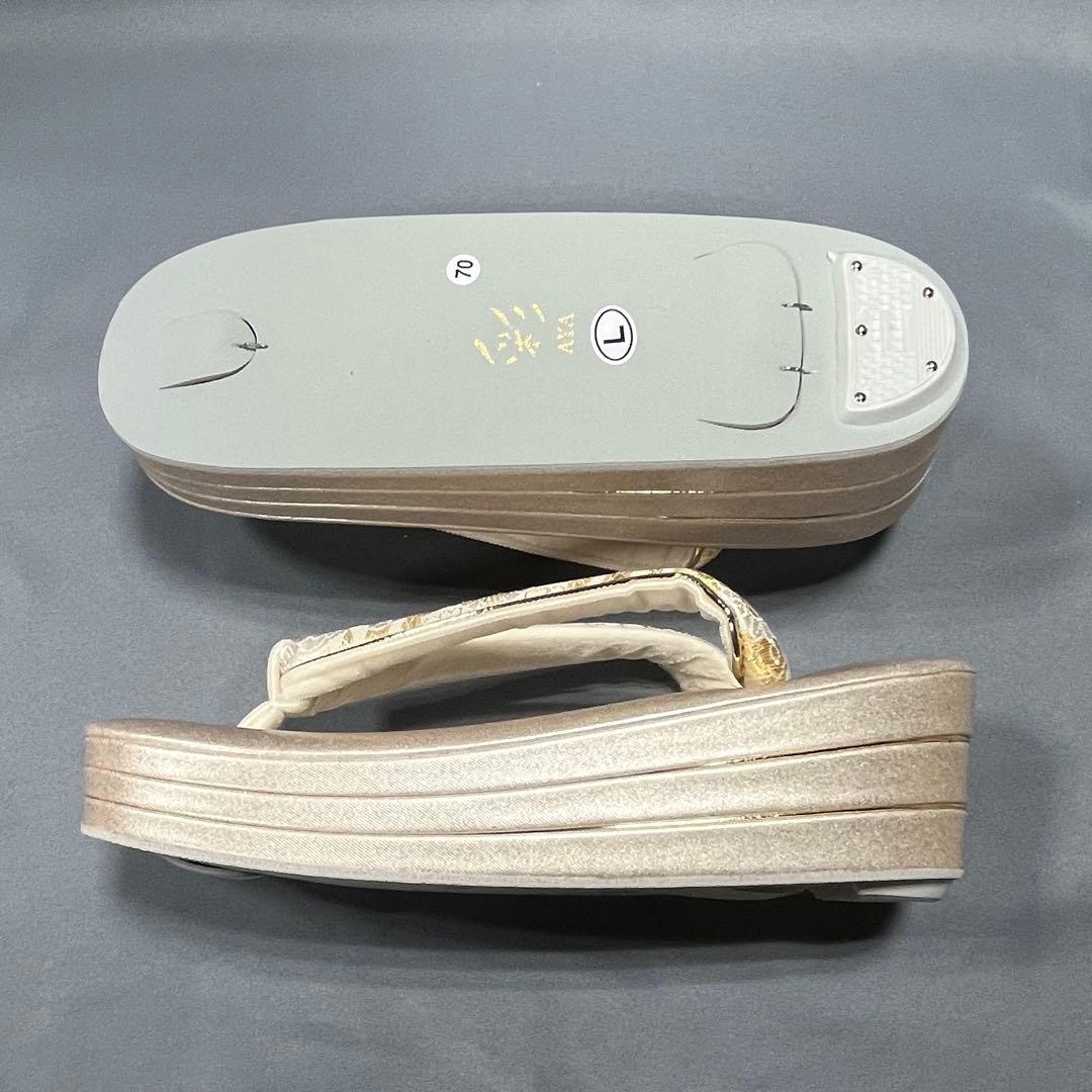 草履バックセット礼装用　西陣帯地使用　厚底草履24cm ソフト鼻緒裏　彩ブランド