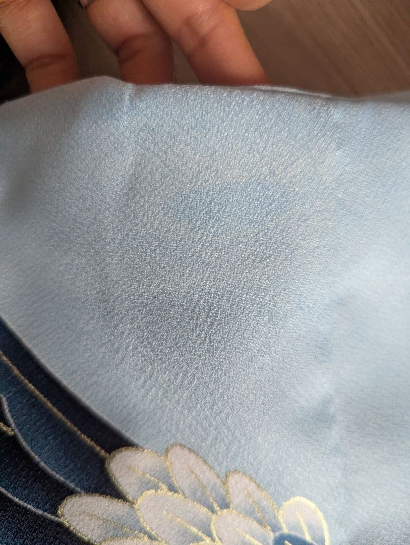 七五三用 鷹刺繍 青　肩上げ腰上げ済み　フルセット