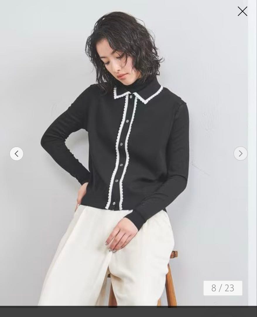 新品 ユナイテッドアローズ スカラップレース ニットベスト バイカラー FREE
