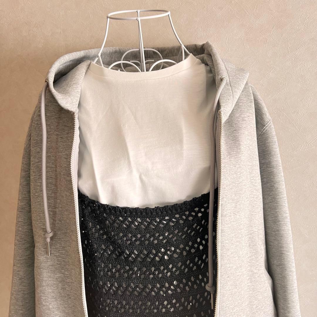 未使用【Spick & Span】 ストレッチジップフードパーカー フーディ