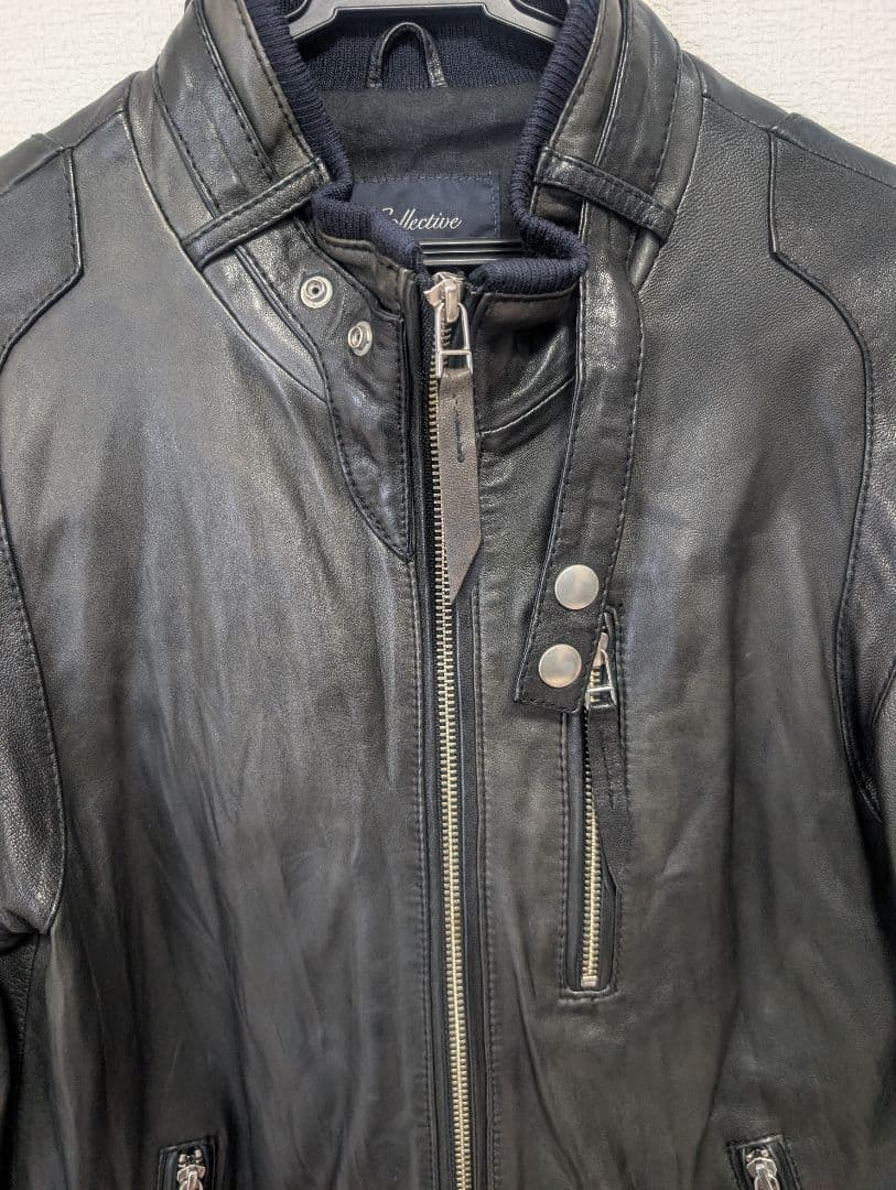 【MEN'S BIGI　Collective】羊革 レザージャケット ブラック