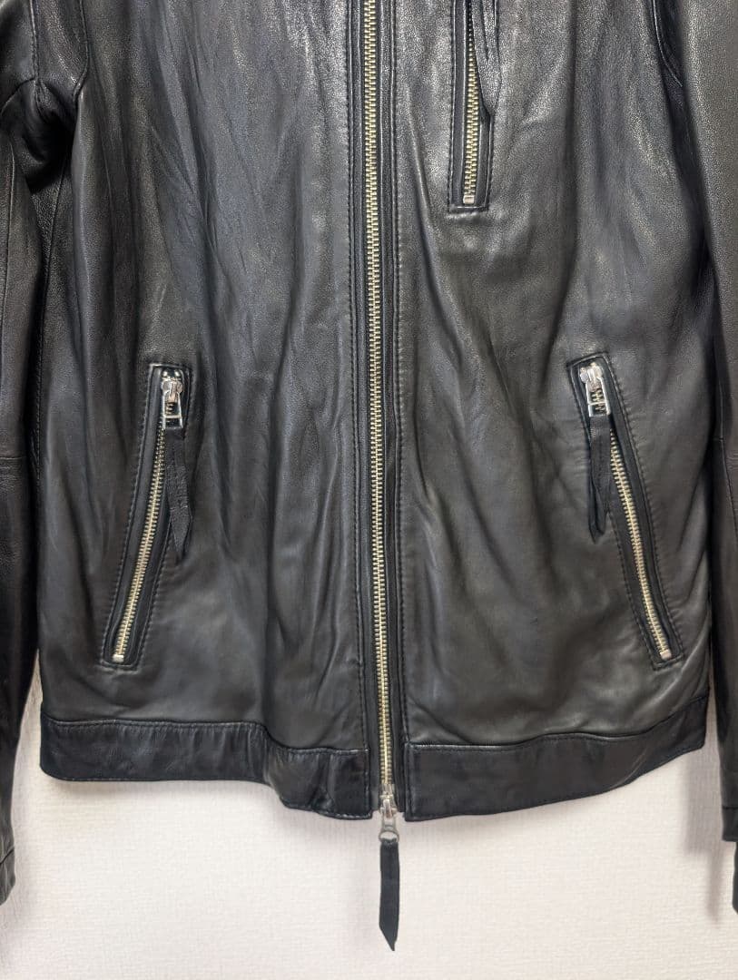 【MEN'S BIGI　Collective】羊革 レザージャケット ブラック