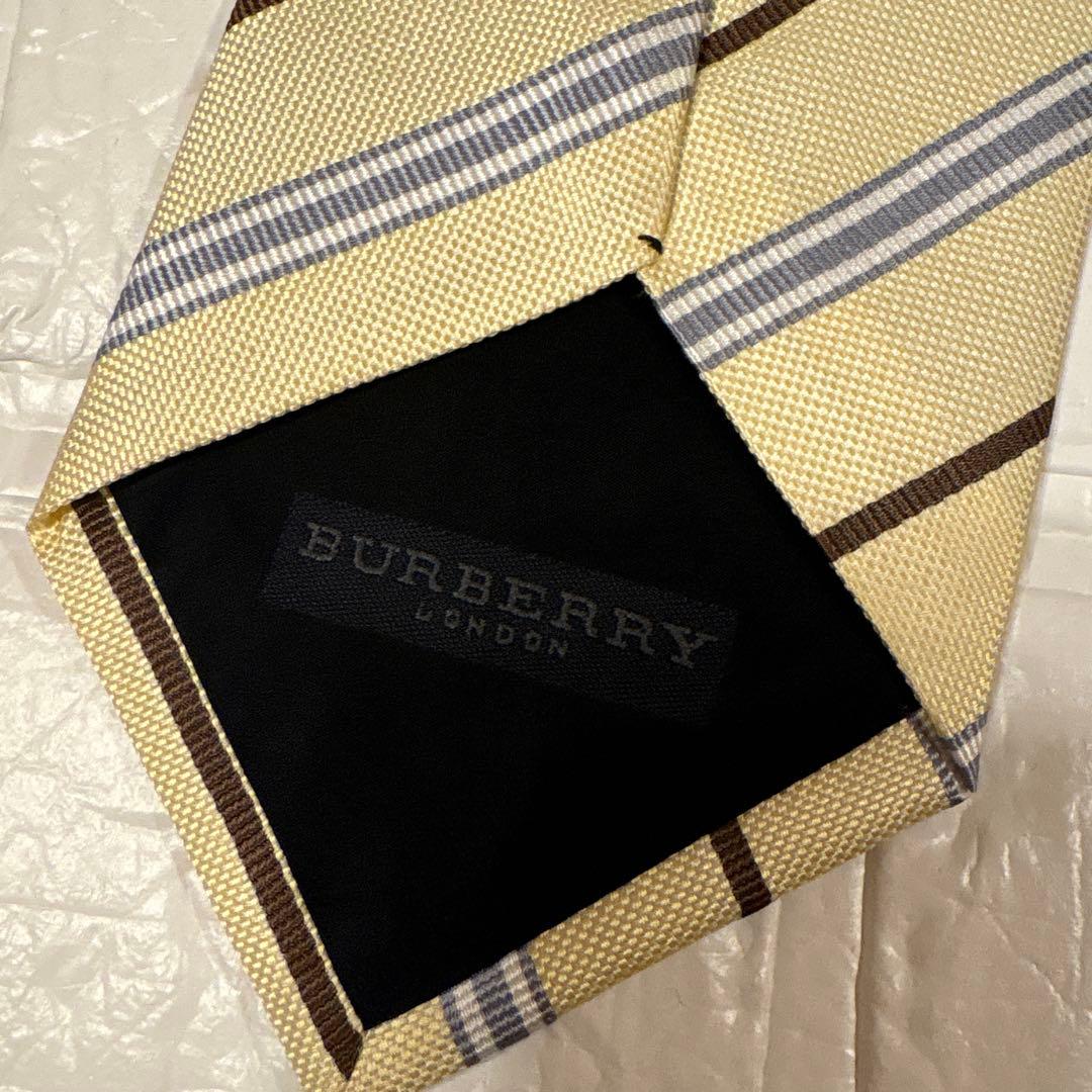 新品！Burberry バーバリー ストライプ柄 イエロー系 ネクタイ