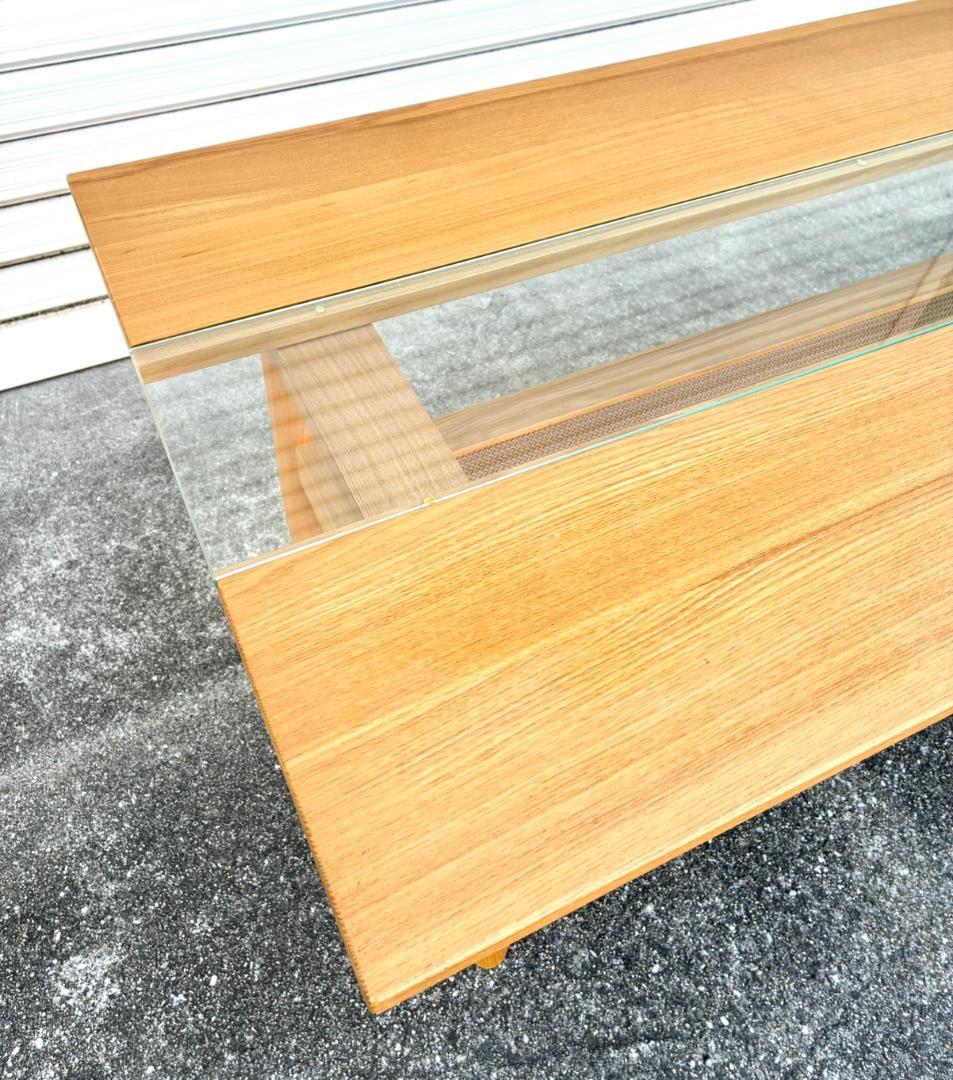 【美品】NAGANO INTERIOR センターテーブル ガラス 天然木