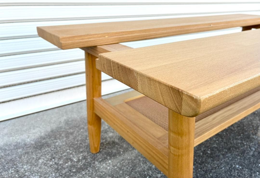 【美品】NAGANO INTERIOR センターテーブル ガラス 天然木