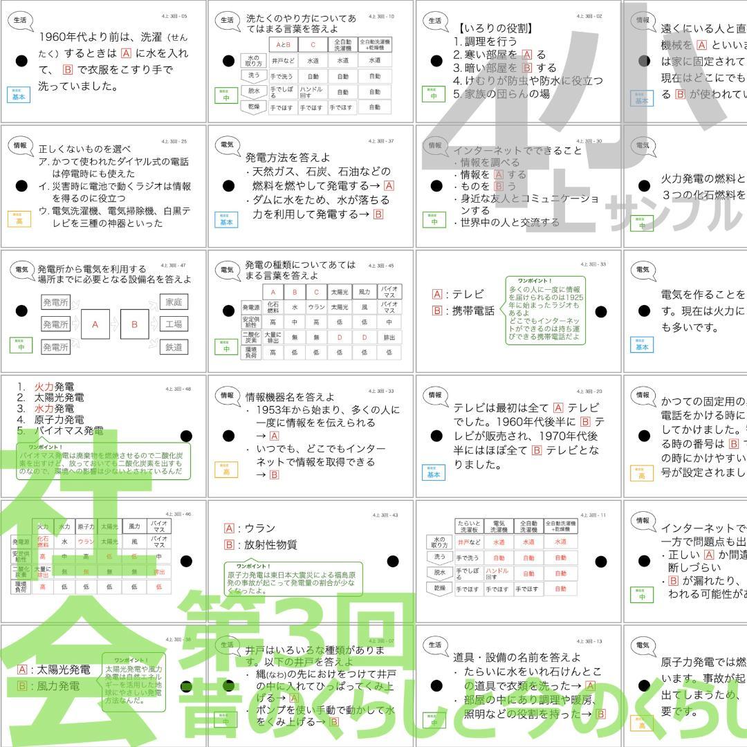 中学受験 暗記カード【4年上 社会・理科 1-4回】組分けテスト対策 予シリ