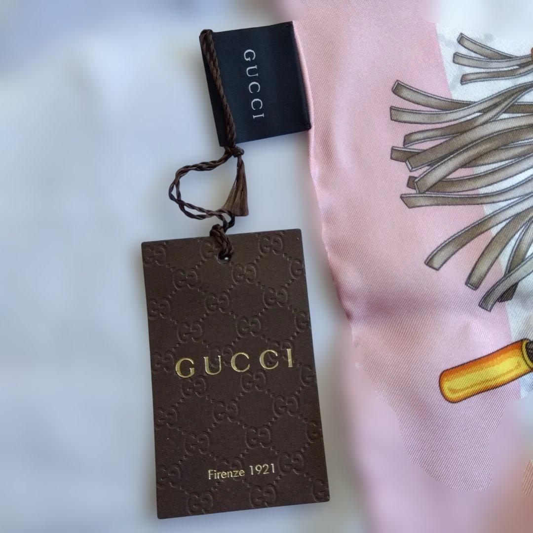 v*e様 【新品・未使用】GUCCI シルクスカーフ ピンク/ホワイト 67×6