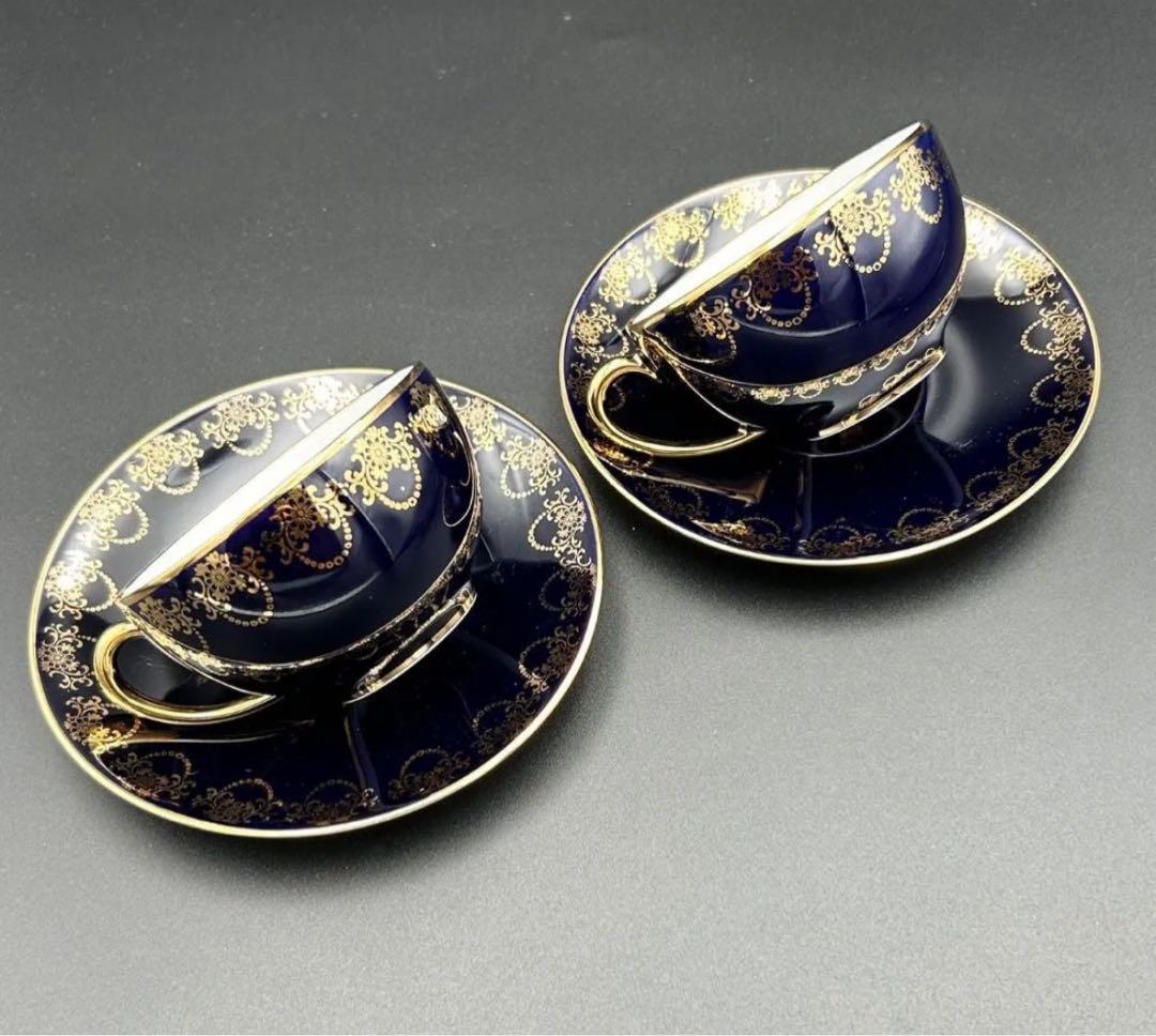 【希少】LIMOGES CASTEL 22K金彩 コバルト カップ&ペアセット