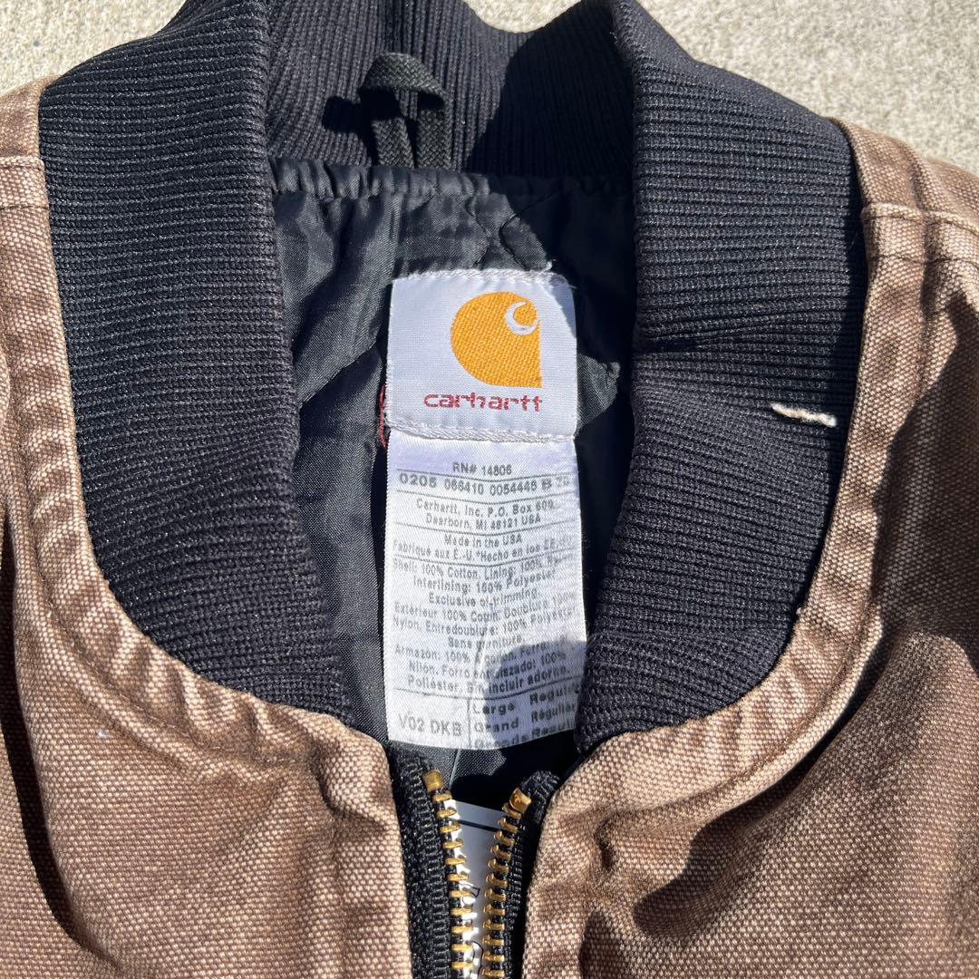 Carhartt ブラック キルティングベストUSA製　極上フェードL