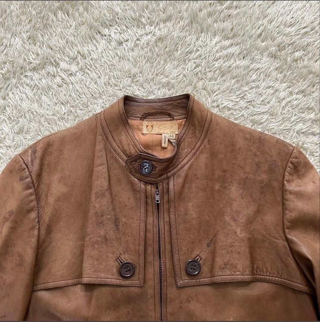 ヴィンテージGUCCI グッチ レザージャケット ブラウン ラムレザー