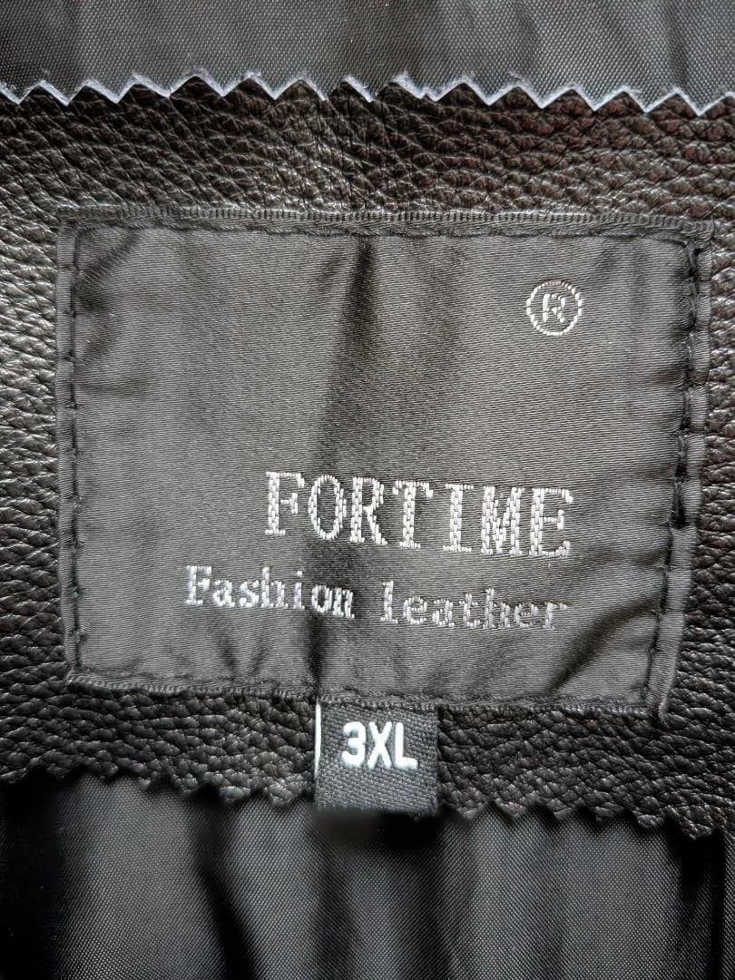 美品☆FORTIME ブラック レザー シングルライダース 3XL