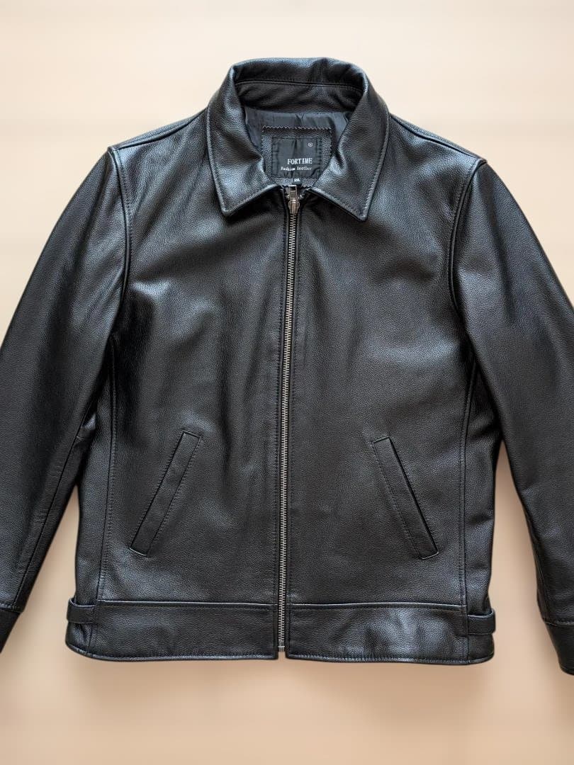 美品☆FORTIME ブラック レザー シングルライダース 3XL