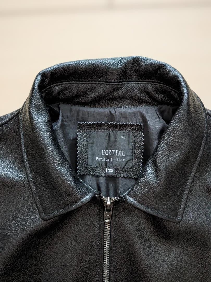 美品☆FORTIME ブラック レザー シングルライダース 3XL