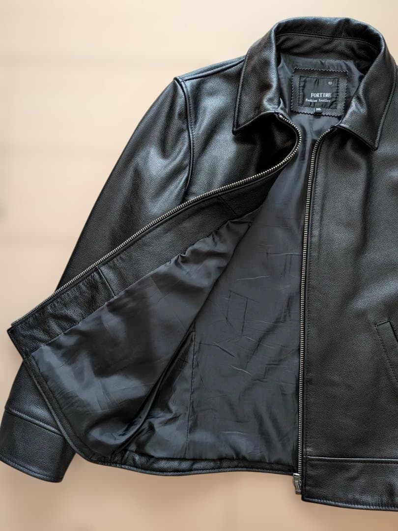 美品☆FORTIME ブラック レザー シングルライダース 3XL