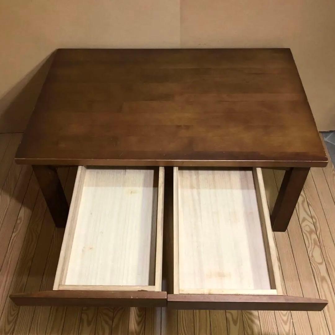 無印良品MUJI W900 バーチセンターテーブル引出し付き　※引出し一ヶ所傷有