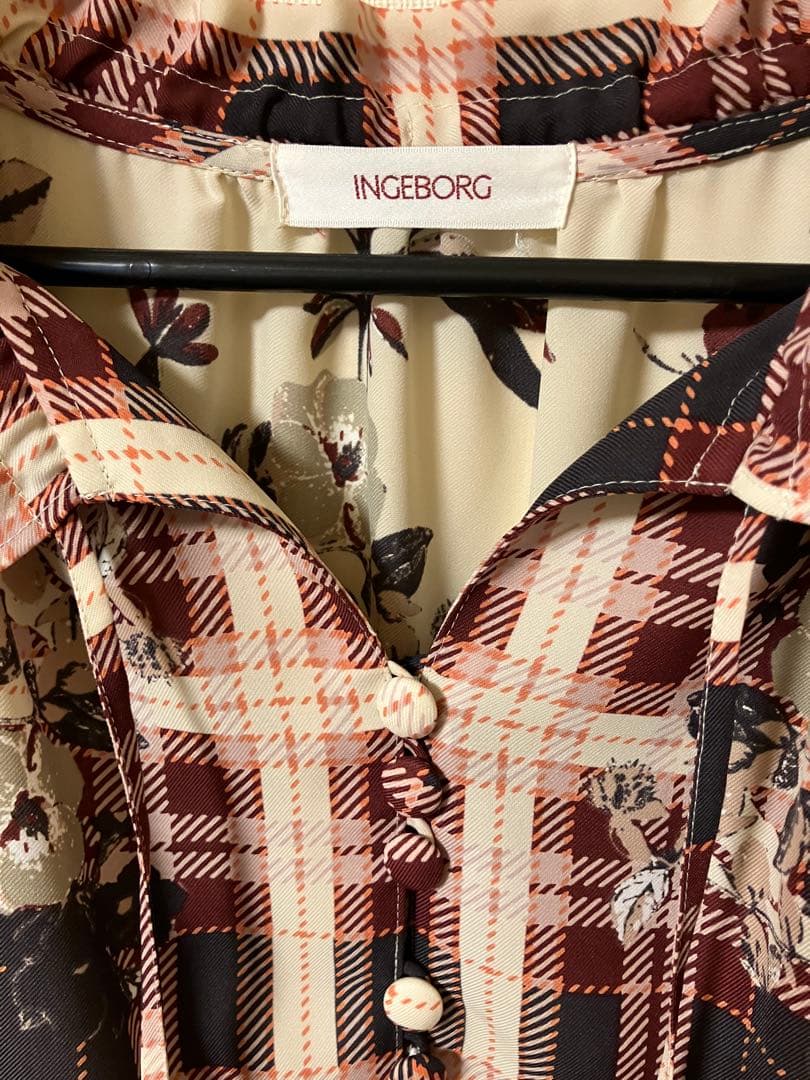 INGEBORG フォンダンフルールプリントロングワンピース