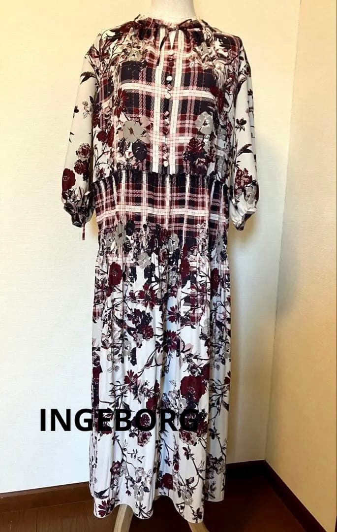 INGEBORG フォンダンフルールプリントロングワンピース