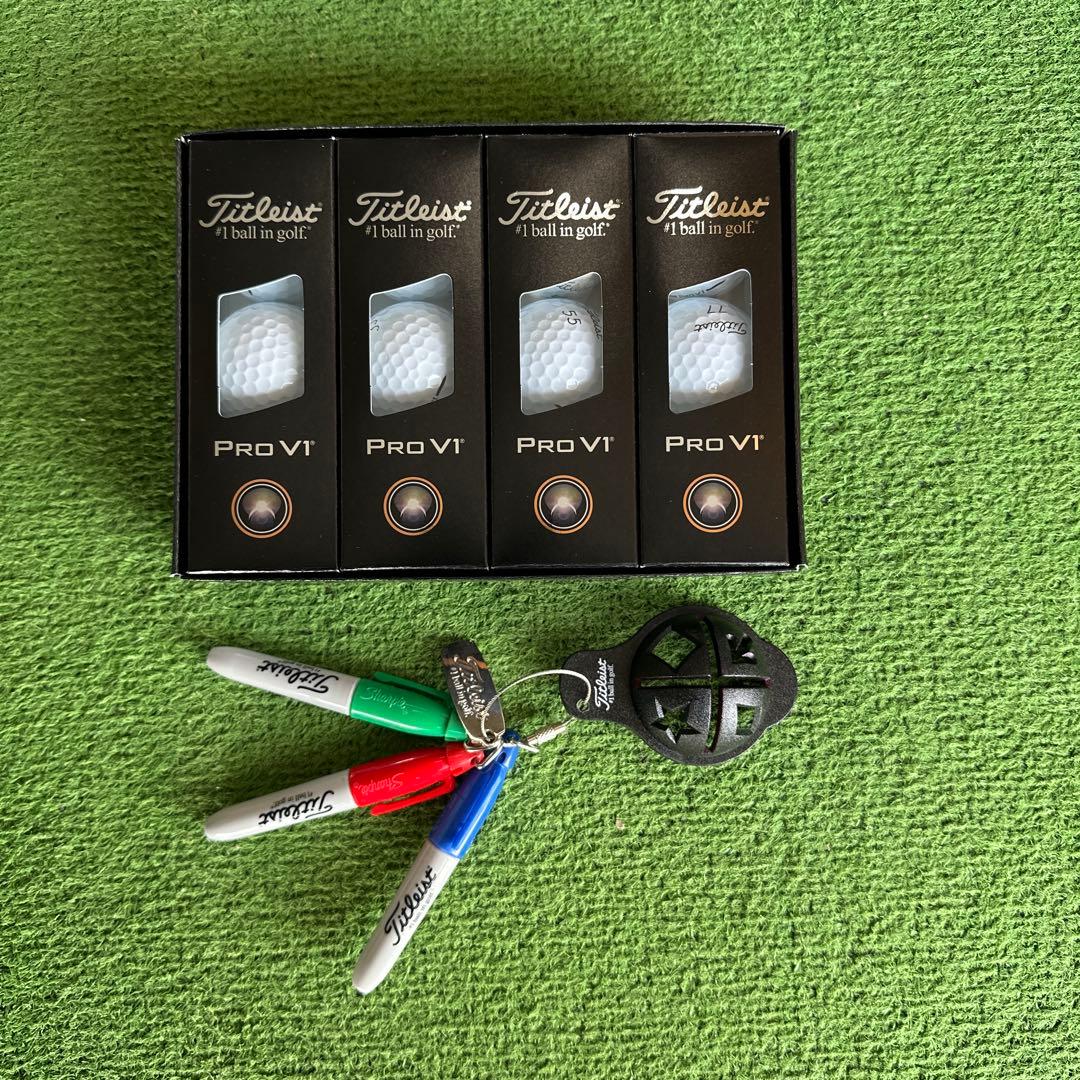 新品タイトリストPro V1 ダブルナンバー 1ダース　ラインマーカー ペン付き
