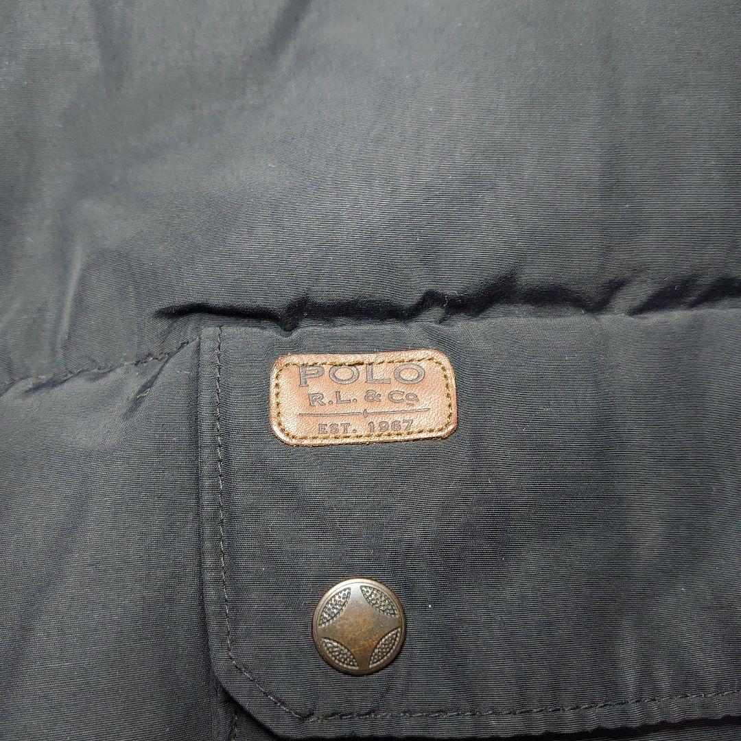 90s RalphLauren　ダウンベスト　レザー切り替え XL ブラック