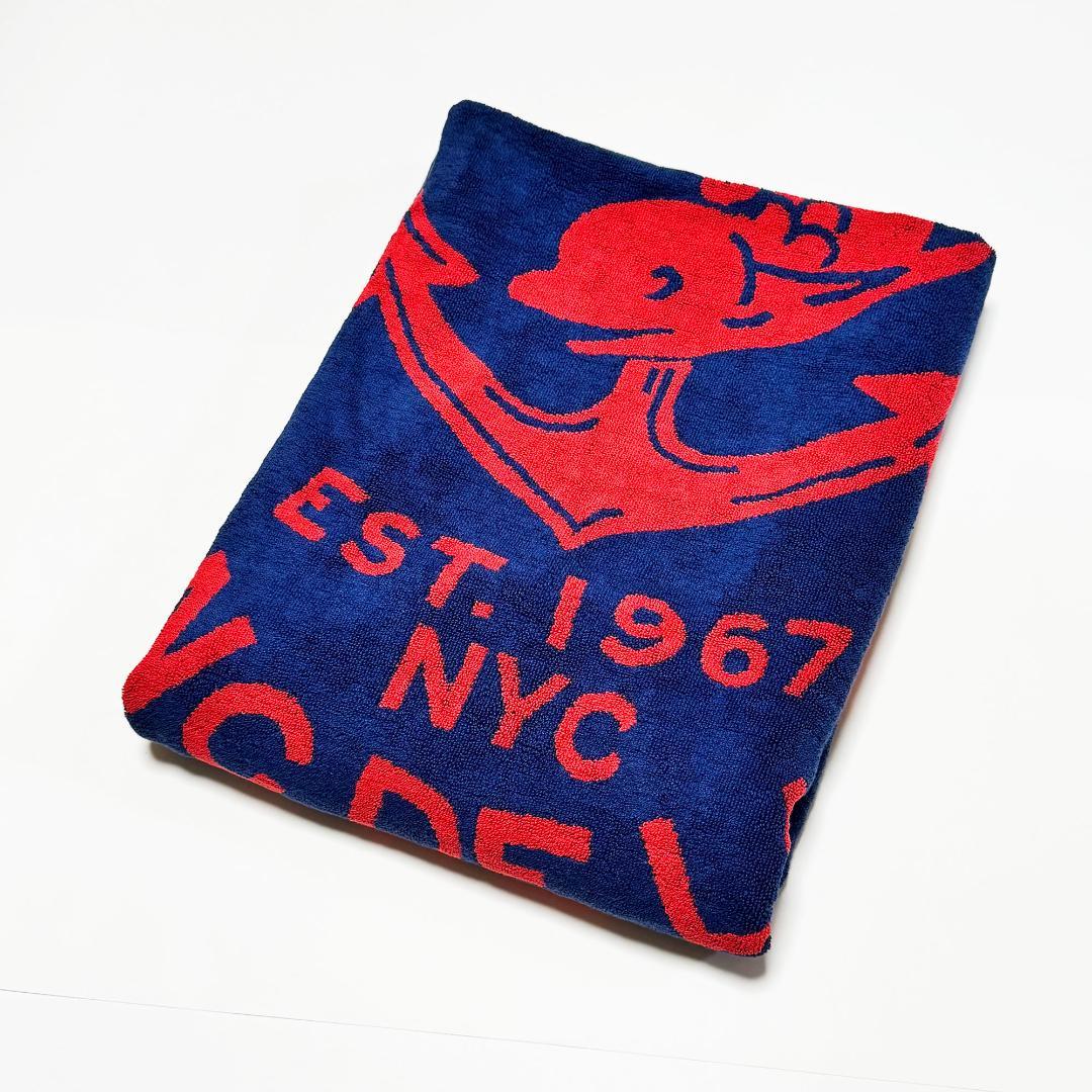 ■POLO/ポロ・ラルフローレン・ビーチタオル ネイビー/レッド新品■