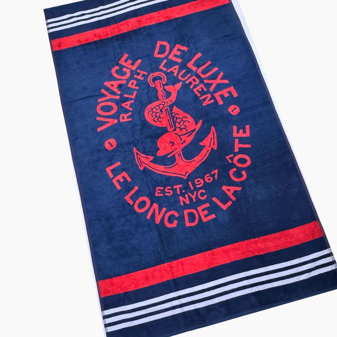■POLO/ポロ・ラルフローレン・ビーチタオル ネイビー/レッド新品■