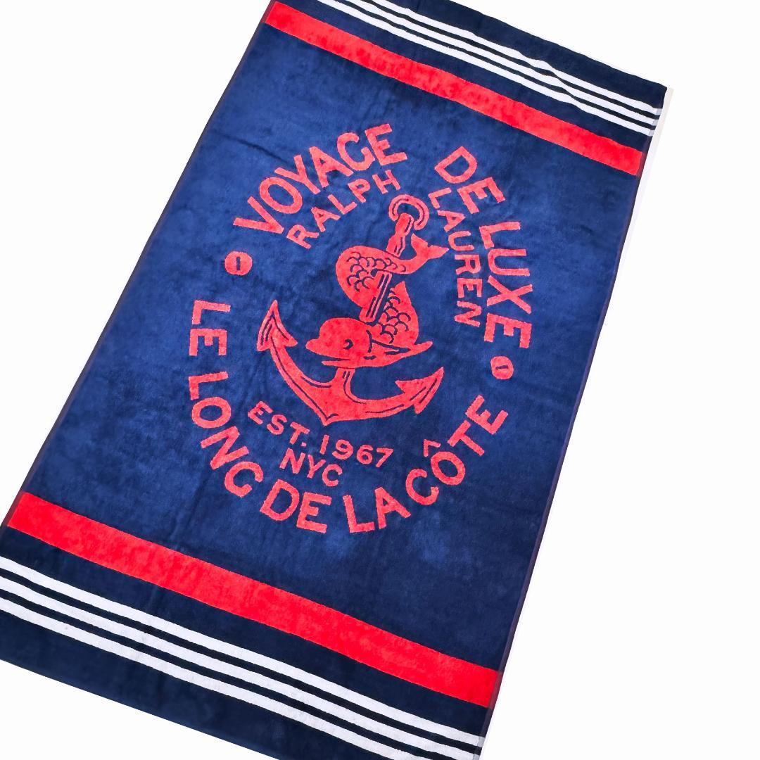 ■POLO/ポロ・ラルフローレン・ビーチタオル ネイビー/レッド新品■