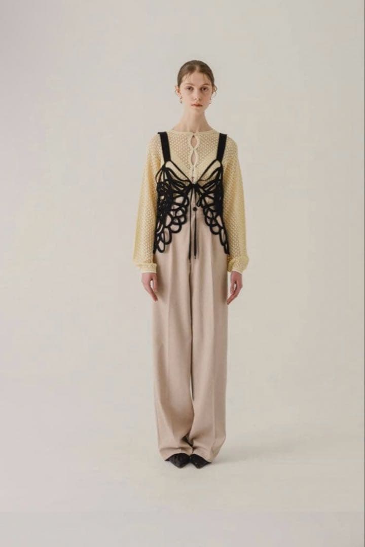 Eaphi EMBROIDERY CORD VEST ブラック