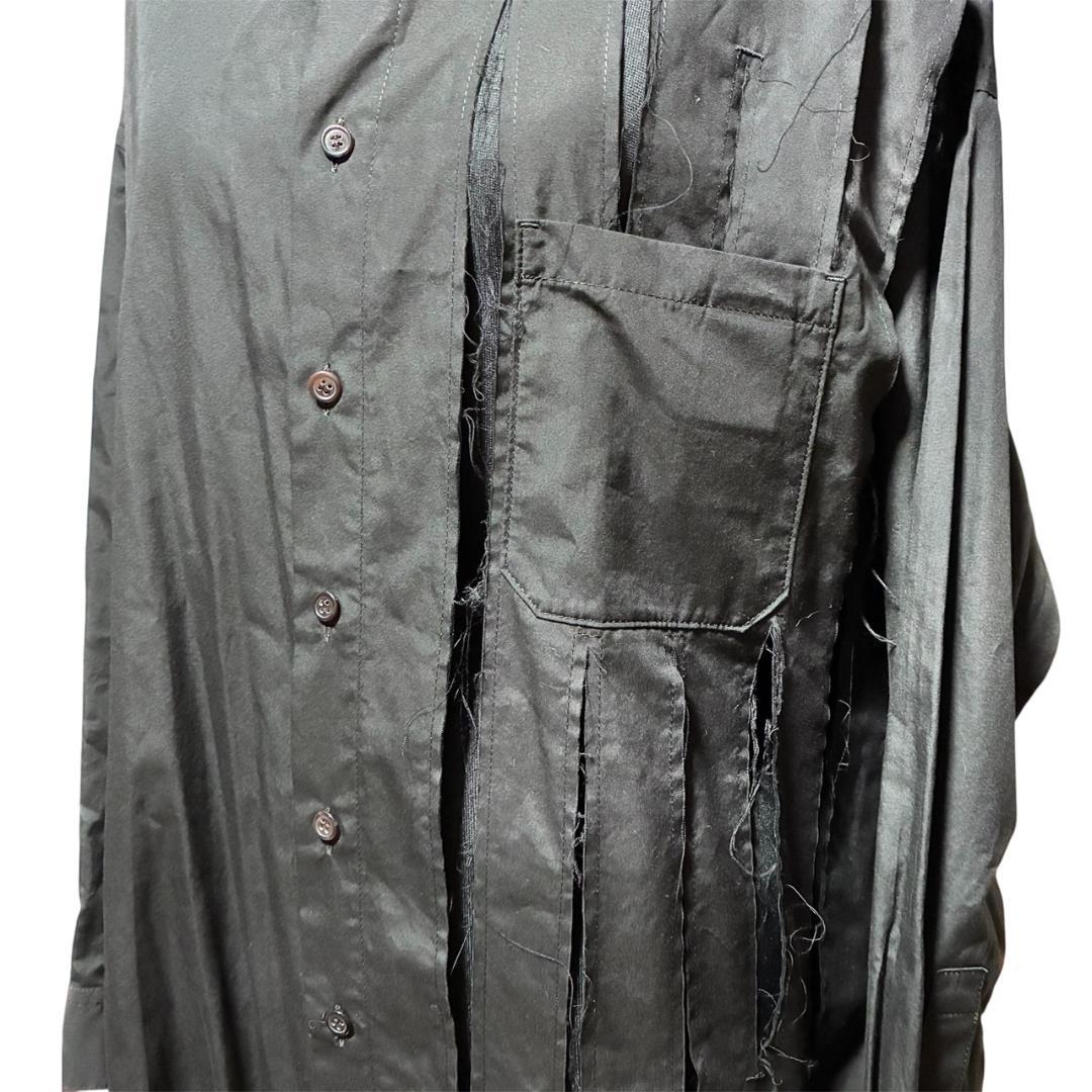 美品 B Yohji Yamamoto 切りっぱなし シャツワンピース 黒