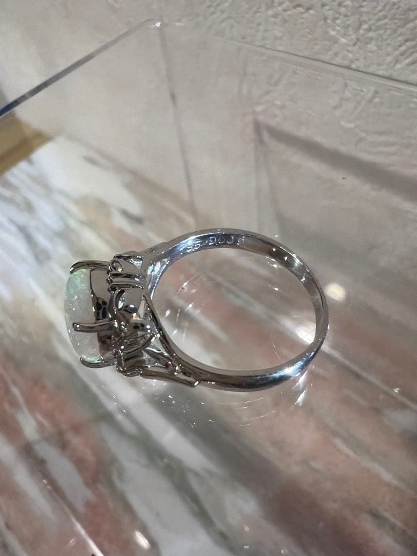 Pt900 オパールリング 未使用品ダイヤ0.09ct 約5g 刻印あり
