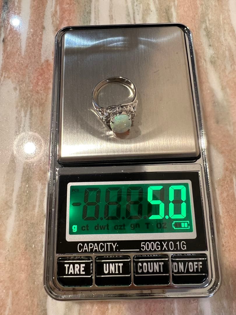 Pt900 オパールリング 未使用品ダイヤ0.09ct 約5g 刻印あり