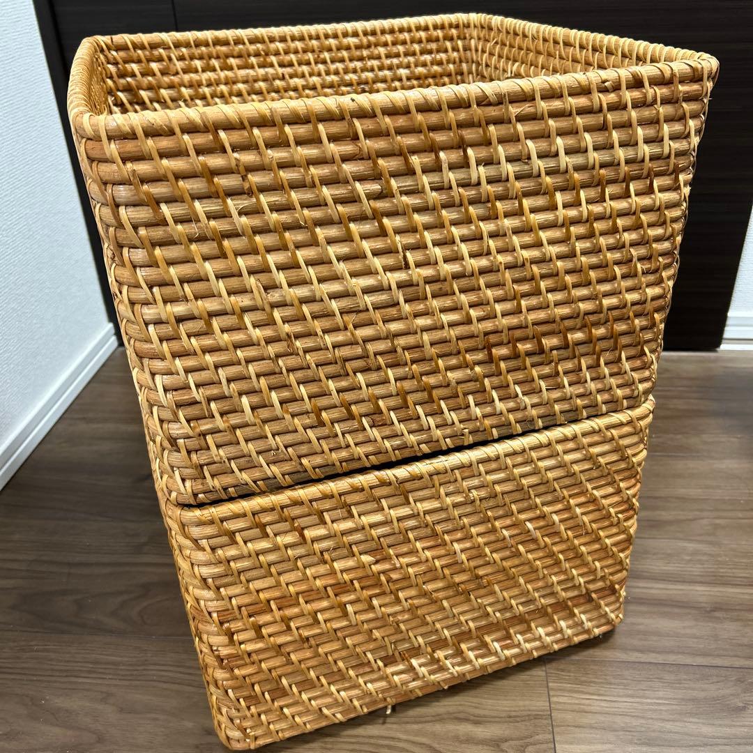 無印良品 MUJI ✨角型バスケット•大 重なるラタン35 x 36 x 24