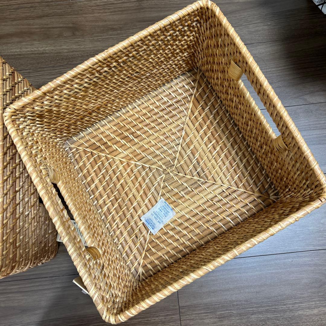 無印良品 MUJI ✨角型バスケット•大 重なるラタン35 x 36 x 24