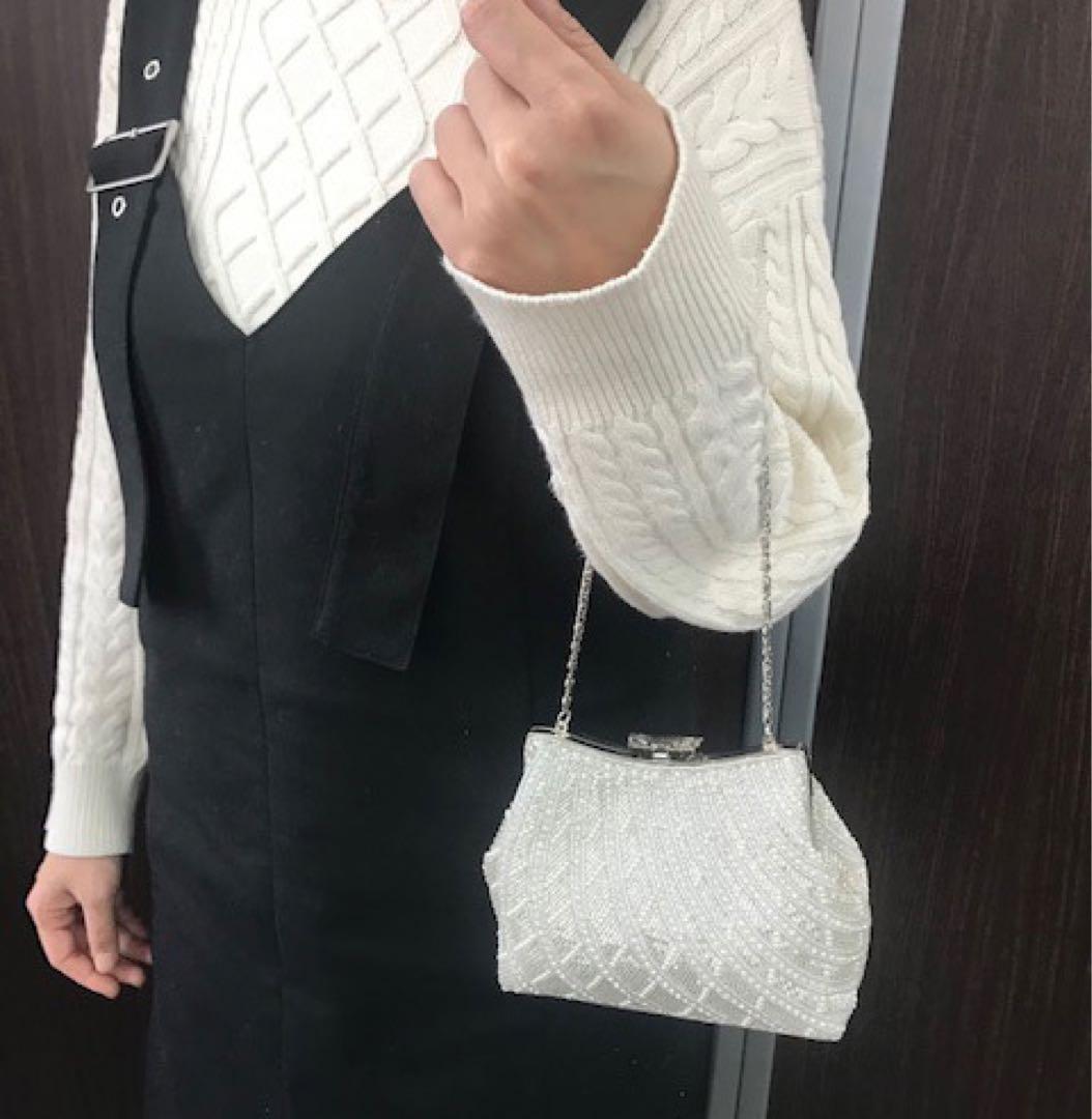 【2Way】フォーマルバッグ　パーティバッグ　結婚式　シルバー　※訳あり