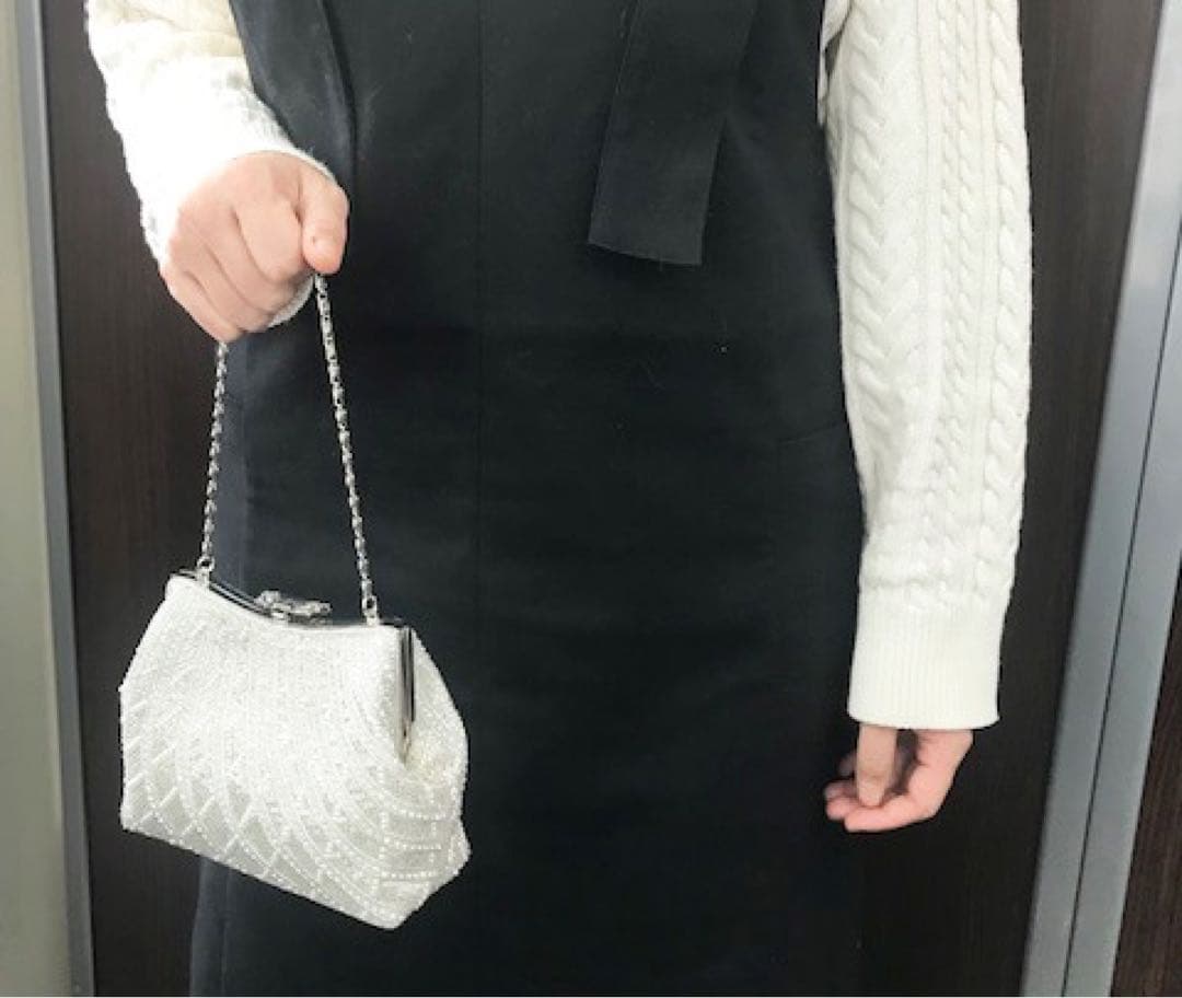 【2Way】フォーマルバッグ　パーティバッグ　結婚式　シルバー　※訳あり