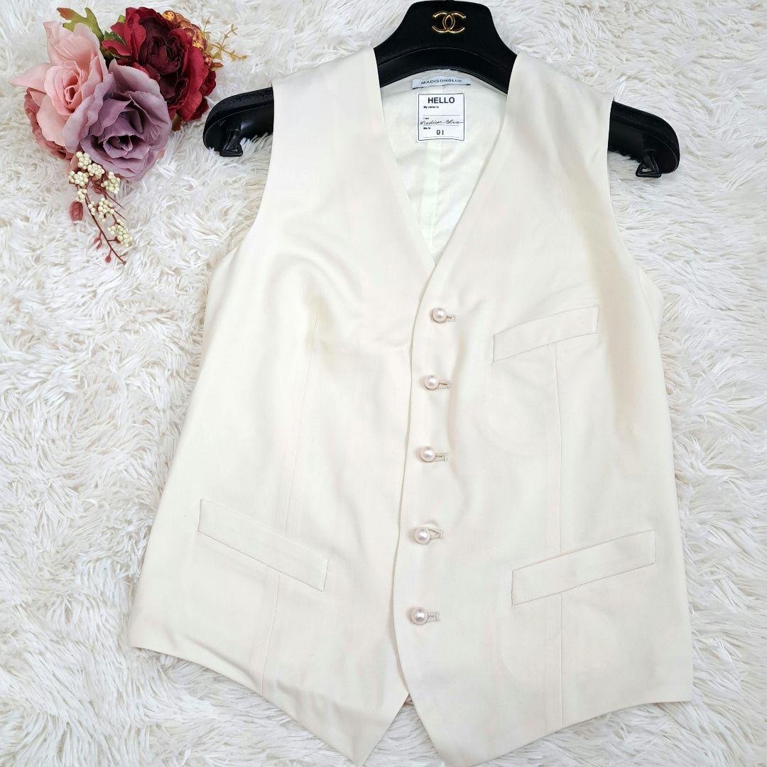 【未使用級】Madison Blue SLIM FIT VEST PEARL