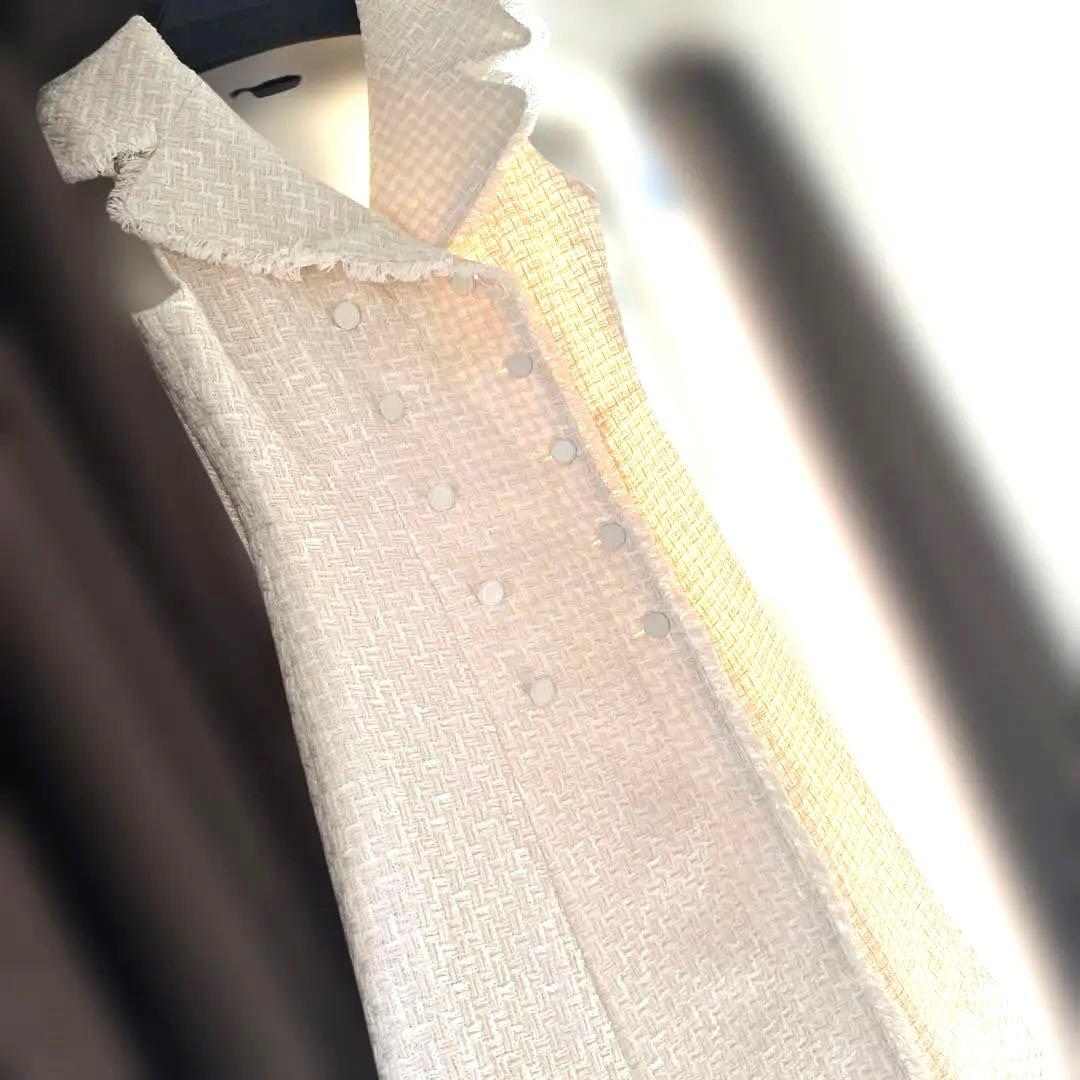 一度のみ着用今年春新作ANAYI ノースリツイードロングワンピース36
