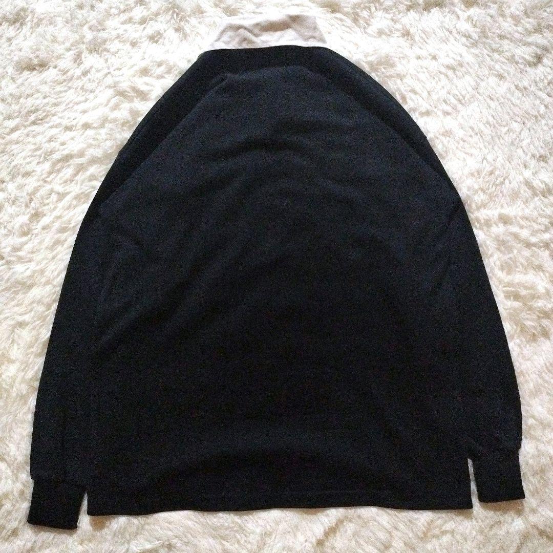 90s カンタベリー オールブラックス 刺繍ロゴ 長袖 ラガーシャツ M 黒色