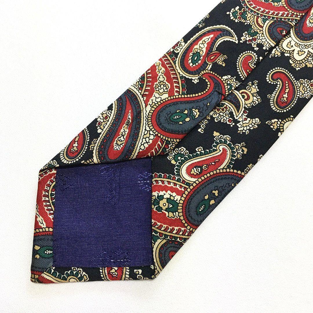 未使用級 グッチ GUCCI ネクタイ シルク100% ブラック ペイズリー柄